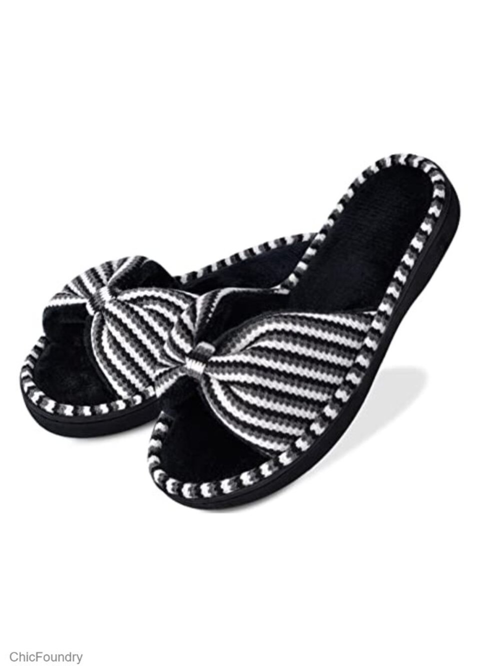 Memory Foam Open Toe Slide Slippers Cozy Terry Lined Spa Mules